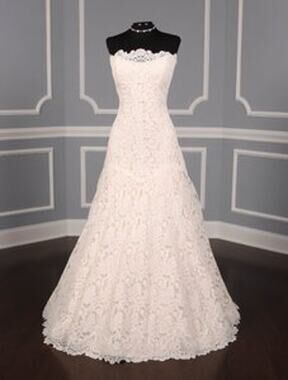 ROMONA KEVEZA LEGENDS L503 Ivory Blush Lace Aline Strapless Bridal Wedding Dress